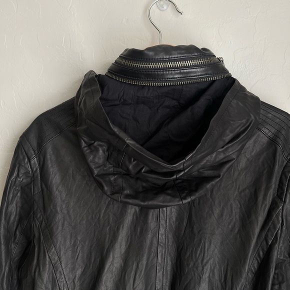 Yigal Azrouel Hooded Motorcycle Black Leather Jacket lambs leather large - Picture 10 of 16